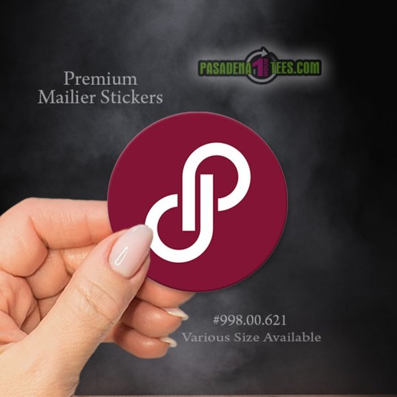 Poshmark Logo Burgundy Round Satin Sticker | Great 4 Shipping | Various Sizes - Picture 1 of 3